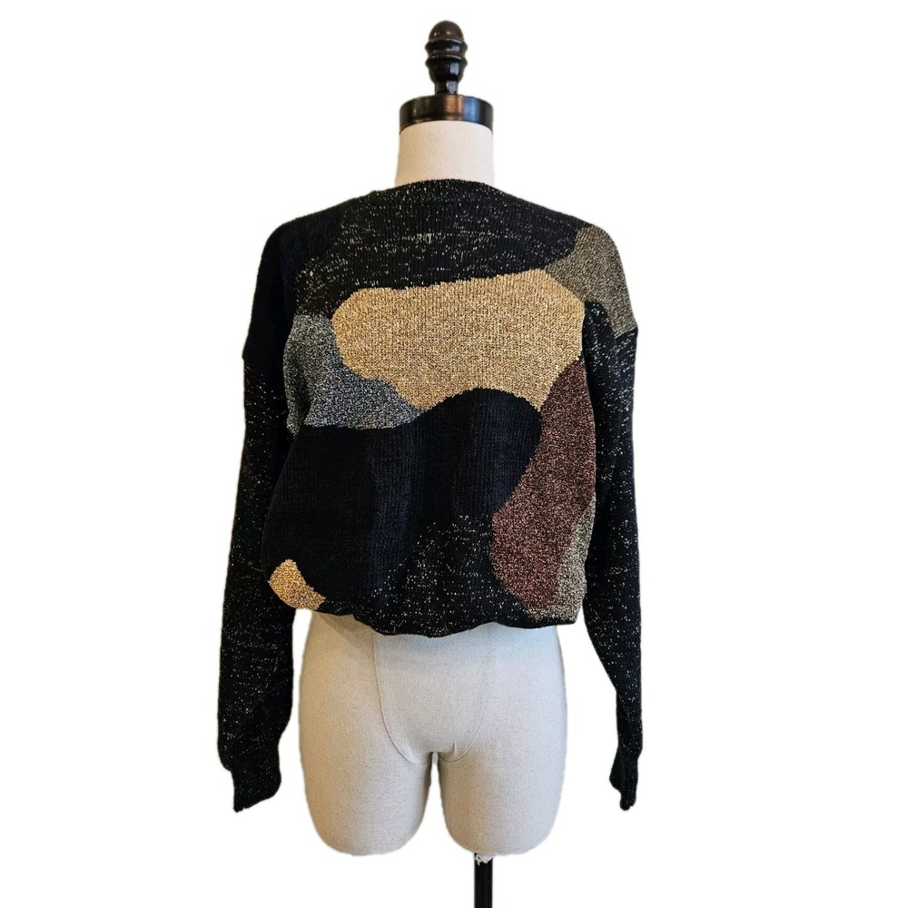 Vtg Regency Collection For Joyce Textured Metallic Artsy Knit Sweater M